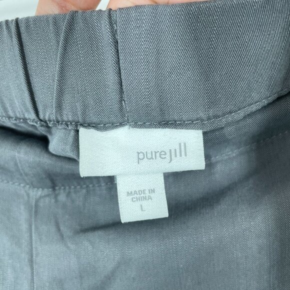 Pure Jill size large gray pull on wide leg comfy pants lyocell high waist - Picture 3 of 6